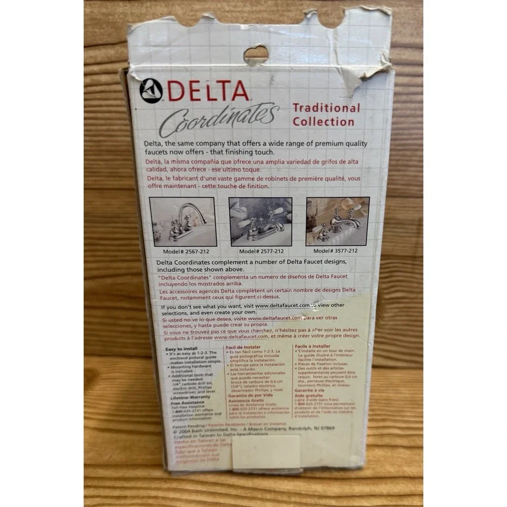 Vtg Delta Coordinates Double Robe Hook Chrome/ Brass Finish Fixture NEW